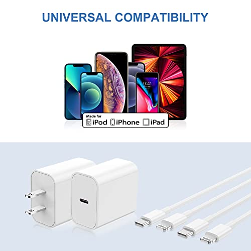 iPhone 14 13 12 Charger Fast Charging Block,2Pack 20W Apple iPhone Charger Wall Plug with USB C to Lightning Cable Cord 6ft,Type C Power Adapter Cube Brick for iPhone 14 Pro/13 Pro Max/12 Mini/11/iPad