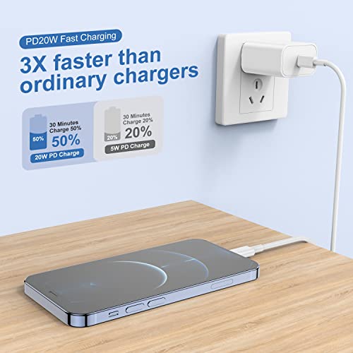 iPhone 14 13 12 Charger Fast Charging Block,2Pack 20W Apple iPhone Charger Wall Plug with USB C to Lightning Cable Cord 6ft,Type C Power Adapter Cube Brick for iPhone 14 Pro/13 Pro Max/12 Mini/11/iPad