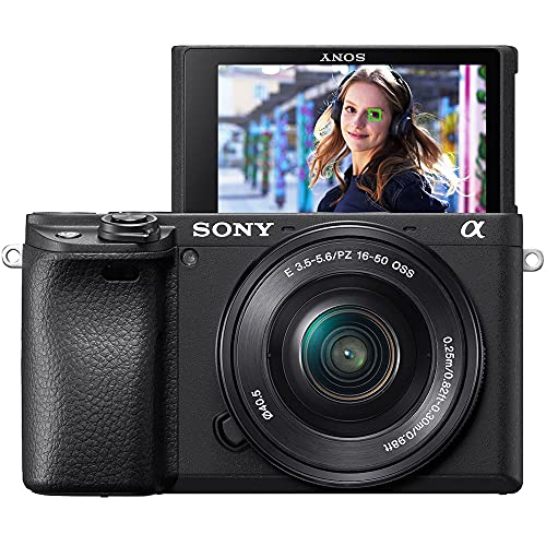 Sony Alpha a6400 Mirrorless Digital Camera with 16-50mm Lens + 64GB SD Card, Tripod, Case, and More (Renewed)