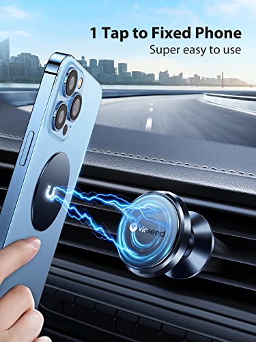 VICSEED Dainty Magnetic Phone Holder for Car Strong Power Magnetic Phone Car Mount Cast-Iron Phone Magnet for Car Air Vent Phone Mount 360° Rotation Fit for All Cell Phones, Cases