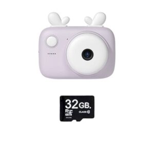 kids cartoon camera,1080p instant camera hd creative digital video cameras child selfie camera kids 40mp best birthday gift for 3-12 years old boys girls (purple+32gb tf card)