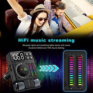 Hamourd Bluetooth Car Adapter - Bluetooth 5.3 FM Transmitter, PD 30W Type C Fast Charge & USB Port, HiFi Treble & Bass Player, Color Screen & Music Light Bar, Support Hands-Free Siri Google Assistant