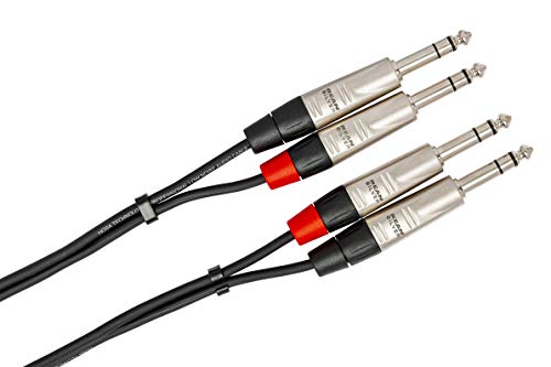 Hosa HSS-005X2 Dual REAN 1/4" TRS Pro Stereo Interconnect Cable, 5 Feet