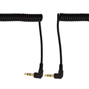 Mini Skater 3.5mm Coiled Audio Cable 90 Degree Male to Male Headphone Cable Stereo Aux Audio Extension Coiled Cord,2PCS