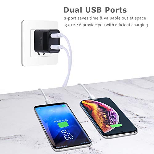 Fast Charge 3.0 USB Charger, Pofesun 4Pack 30W QC USB Wall Charger 3.0 Adapter Adaptive Fast Charging Block Compatible Samsung Galaxy S10 S9 S8 Plus S7 S6 Note 8 9 10,iPhone,Wireless Charger-Black