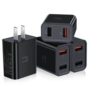 fast charge 3.0 usb charger, pofesun 4pack 30w qc usb wall charger 3.0 adapter adaptive fast charging block compatible samsung galaxy s10 s9 s8 plus s7 s6 note 8 9 10,iphone,wireless charger-black