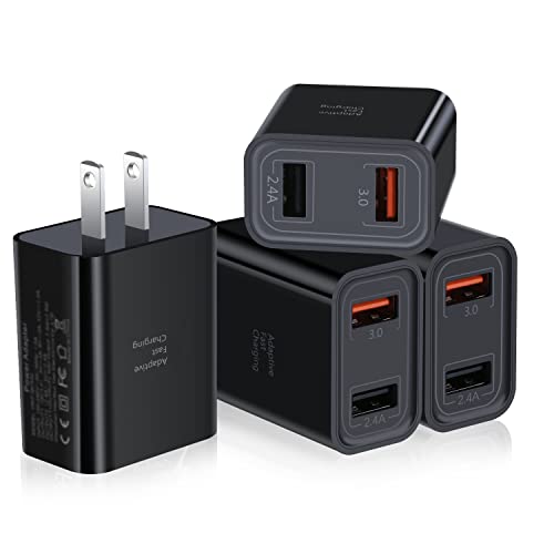 Fast Charge 3.0 USB Charger, Pofesun 4Pack 30W QC USB Wall Charger 3.0 Adapter Adaptive Fast Charging Block Compatible Samsung Galaxy S10 S9 S8 Plus S7 S6 Note 8 9 10,iPhone,Wireless Charger-Black