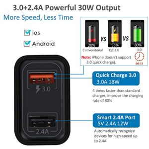 Fast Charge 3.0 USB Charger, Pofesun 4Pack 30W QC USB Wall Charger 3.0 Adapter Adaptive Fast Charging Block Compatible Samsung Galaxy S10 S9 S8 Plus S7 S6 Note 8 9 10,iPhone,Wireless Charger-Black