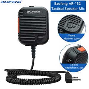 Baofeng Walkie Talkie Handheld Military Grade AR-152 Volume Adjustable Speaker Mic, Shoulder Microphone for BaoFeng AR-152 UV-5R BF-F8HP UV-S9 Plus UV-82HP BF-888S Two Way Radio Popular Accessories