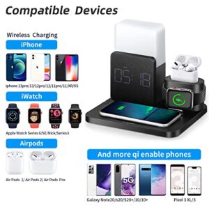 Wireless Charger,3 in 1 Fast Charging Station with Digital Alarm Clock and Night Light,Compatible for iPhone 13/13 Pro/12/12Pro Max/11 Series/XS Mas/XR/XS/8/8 Plus/iwatch/AirPods/Samsung Galaxy