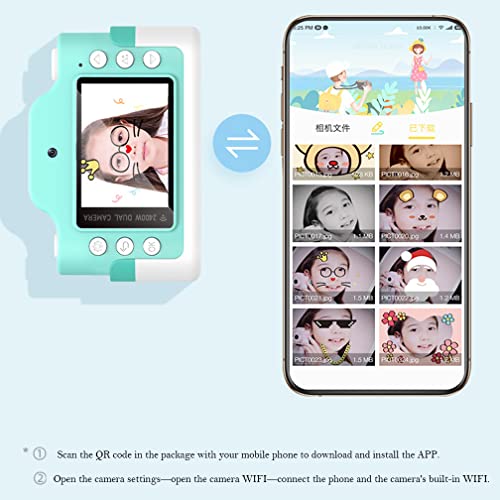 QSYY Children's Camera Toy 32 Million Pixels 1080P High-Definition Video Dual Lens, 2 Inch IPS Eye Protection Screen, 3-10 Year Old Girl Boy Digital Camera Gift, with 32GB SD Card,Pink