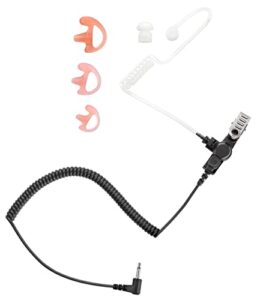 listen only acoustic tube earpiece for speaker mic or radio carried near shoulder or chest, 3.5mm connector, cable length 10 inch, coil cord 6 inch, reinforced cable, clear sound transmission