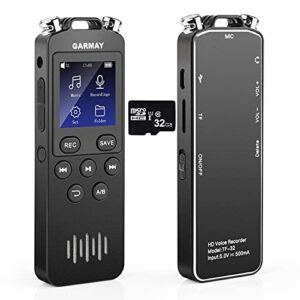 garmay digital voice recorder upgraded 48gb 1536kbps 3343hours recording capacity 32h battery time voice activated recorder with noise reduction audio recorder with playback for meeting lecture