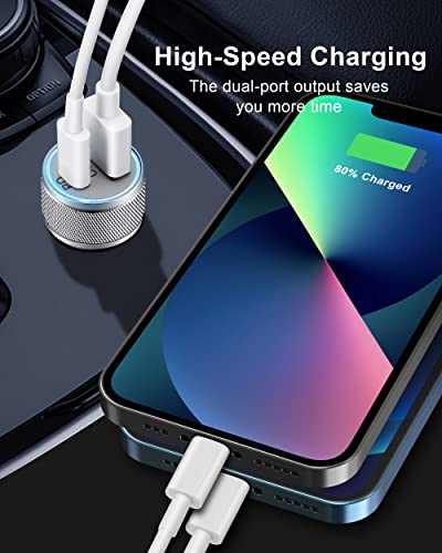 [Apple MFi Certified] iPhone 13 12 Fast Charger, TIKALONG 38W USB C Car Charger + 2 X 3FT Lightning Cable + 20W PD USB C Wall Charger Block Fast Charging for iPhone 13/12 Pro Max/11/XS/X/XR/8, iPad