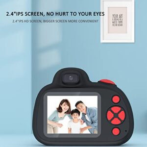 QSYY Children's Digital Camera, Birthday Gifts for Girls and Boys, 2.4-Inch IPS Screen, 32 Million Pixels, Camera with LED Flash, Including 32G Memory Card,Black