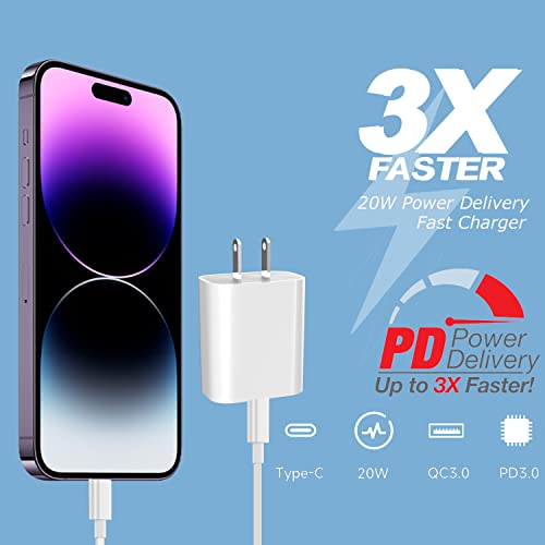 USB-C Wall Charger [2 Pack],20W iPhone Fast Charger Block with PD 3.0 Compact USB C Charger Power Adapter Compatible with iPhone 14/14 Pro/14 Pro Max/14 Plus/13/12/11, XS/XR/X, Watch Series 8/7 Cube