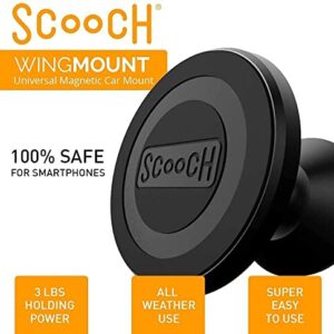 Scooch Magnetic Phone Mount for Car Compatible with Any Smartphone [Wingmount] Strong Magnets, Adjustable Magnetic Phone Holder for Car Dashboard, Works Best Cases (2022 Model)