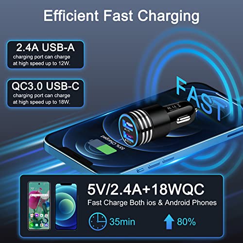 Android Car Charger Fast Charging USB C Wall Charger Block for Samsung Galaxy Z Flip 4,Z Fold 4,A23,A54,S21,S22,S20,A53,A14,A13,A03s;Google Pixel 7Pro,6a,6Pro,5a;Phone Charger C Type 6FT Charger Cable