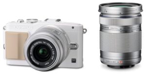 olympus e-pl5 interchangeable lens digital camera double zoom kit (white) e-pl5 dzkit – international version (no warranty)