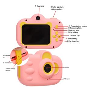 TYTOGE Kids Camera, 12MP Dual Front Rear Lens 1080P Children Digital Video Camera for Girl Boy(Pink)