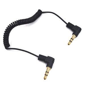 kework 3.5mm audio cable – 2-pack 30cm mini coiled 3.5mm headphone cable, 90 degree 1/8″ 3.5mm trs jack male to male stereo audio aux coiled cord (am-am)