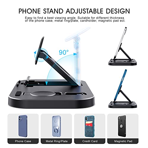 Portable 3 in 1 Charging Station for Apple Products, Foldable Charging Dock for iPhone/AirPodsi Series, Charging Stand Compatible with iWatch Ultra/8/7/6/5/4/3/2/1/SE(with 15W Adapter)(Black)