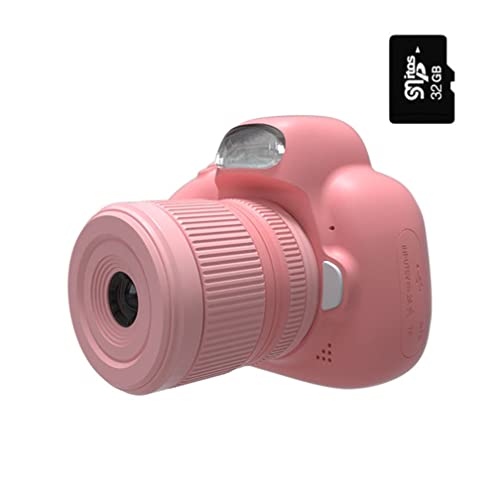 QSYY Children's Digital Camera, Birthday Gifts for Girls and Boys, 2.4-Inch IPS Screen, 32 Million Pixels, Camera with LED Flash, Including 32G Memory Card,Pink