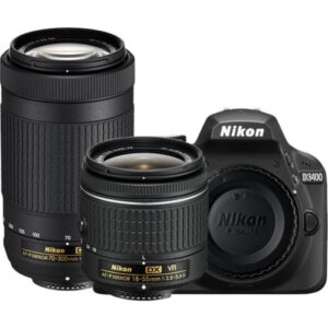 nikon d3400 dslr camera with af-p dx nikkor 18-55mm f/3.5-5.6g vr and af-p dx nikkor 70-300mm f/4.5-6.3g ed (renewed)