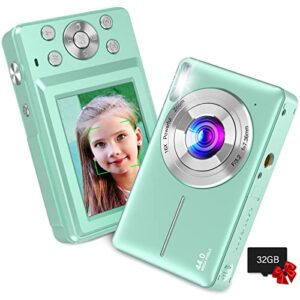 digital camera,kids camera with 32gb card,nsoela fhd 1080p 44mp compact vlogging camera,point and shoot camera 16x digital zoom, portable mini kids camera for teens students