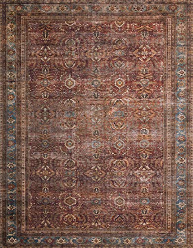 Loloi II Layla Collection LAY-01 Brick/Blue, Traditional 2'-3" x 3'-9" Accent Rug