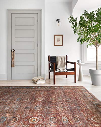 Loloi II Layla Collection LAY-01 Brick/Blue, Traditional 2'-3" x 3'-9" Accent Rug