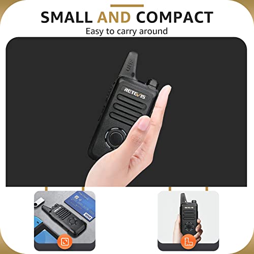 Retevis RT22S 2 Way Radios Rechargeable,Long Range Walkie Talkies with Earpiece and Mic Set,Channel Display,Signal Prompt,Handsfree Portable Two-Way Radio(6 Pack) with 6 Way Multi Gang Charger