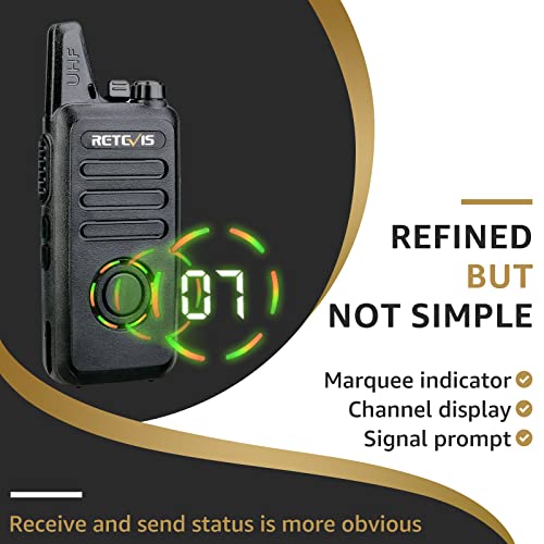 Retevis RT22S 2 Way Radios Rechargeable,Long Range Walkie Talkies with Earpiece and Mic Set,Channel Display,Signal Prompt,Handsfree Portable Two-Way Radio(6 Pack) with 6 Way Multi Gang Charger