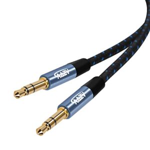 aazv aux cable 3.5mm stereo， audio cable male to male 4ft， nylon braided auxiliary cable， for headphones, phones, speakers, tablets, pcs, mp3 players, and more