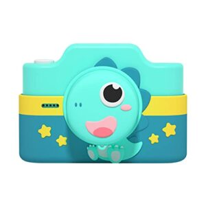 qsyy children’s camera dual lens 48 mp high-definition 3.0-inch ips screen with stickers and cartoon protective cover, data cable lanyard, gifts for boys and girls,green