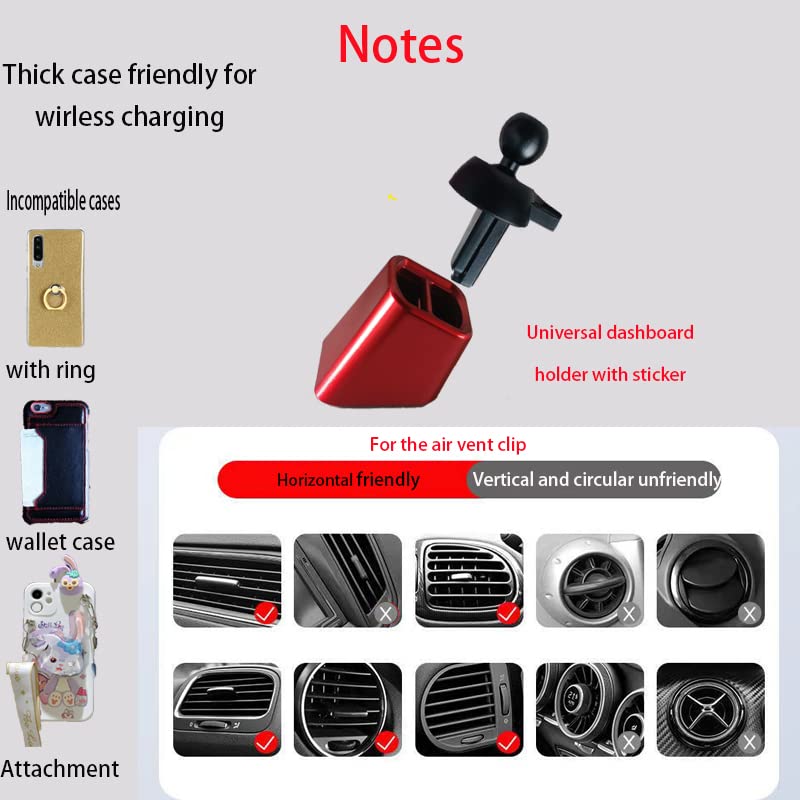 Wireless Car Charger, Auto Clamping Fast Charging with Light,Car Phone Holder Mount Compatible with iPhone 14/13/12/SE/11/XSMax/XS/XR/X/8,Samsung S22/ 21/20/10/9/Note 20/10/9 Red