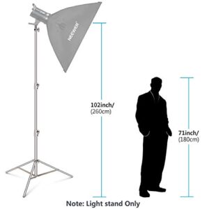 NEEWER 102"/2.6m Stainless Steel Light Stand, Spring Cushioned Heavy Duty Photography Tripod Stand with 1/4” to 3/8” Universal Screw Adapter for Strobe, LED Video Light, Ring Light, Monolight, Softbox