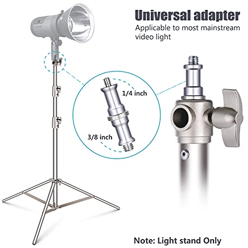 NEEWER 102"/2.6m Stainless Steel Light Stand, Spring Cushioned Heavy Duty Photography Tripod Stand with 1/4” to 3/8” Universal Screw Adapter for Strobe, LED Video Light, Ring Light, Monolight, Softbox