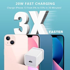 10FT iPhone 14 13 12 Fast Charger [MFi Certified], LUOSIKE 20W USB C Charger Block PD Wall Plug with 10Foot Long USB-C to Lightnings Cable for iPhone 14/13/12/Pro Max/Mini/11/XS/XR/X/8, Airpods, iPad