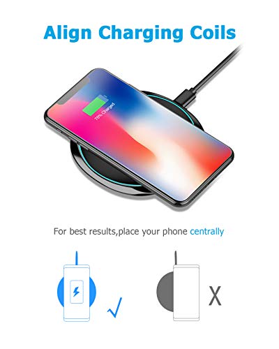 NANAMI Fast Wireless Charger, 7.5W Qi Certified Charging Pad with QC3.0 Adapter USB Charger for iPhone 14/13/13/12/11/XS Max/XR/X/8 Plus/Airpods 2,10W Compatible Samsung S23 S22 S21 S20 S10 S9/Note 20