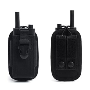 TACNEX Universal Radio Holster Tactical Radio Holder Elastic Walkie Talkies Pouch Two Ways Radio Nylon Case w/ MOLLE Strap Duty Belt Clip for Police Leo Security Firefighter Rescue EMS EMT Military