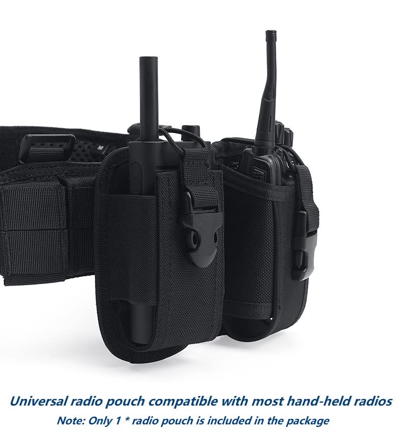 TACNEX Universal Radio Holster Tactical Radio Holder Elastic Walkie Talkies Pouch Two Ways Radio Nylon Case w/ MOLLE Strap Duty Belt Clip for Police Leo Security Firefighter Rescue EMS EMT Military