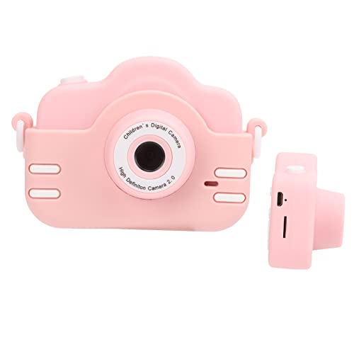 Kids Cartoon Camera Toy, Multifunctional 2 Inch Screen High Definition Rechargeable 2MP Cute Kids Photo Video Camera for Gifts(Single Shot Pink)