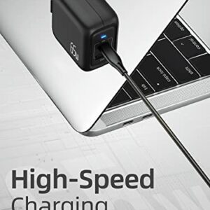 imuto 65W USB C Compact Wall Charger, GaN PPS Fast Dual-Port Foldable Travel Charger for MacBook Pro/Air, Chromebook, GalaxyBook, XPS 13, Pixelbook, Surface, iPad Pro, Steam Deck, and More