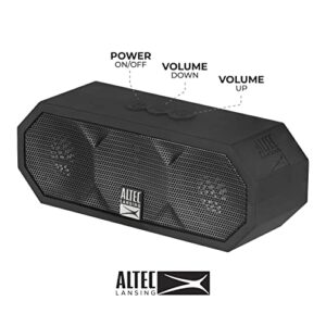 Altec Lansing Jacket H2O 2 - Waterproof Bluetooth Speaker with 3.5mm Aux Port, IP67 Certified & Floats in Water, Compact & Portable Speaker for Travel & Outdoor Use, 8 Hour Playtime, Black