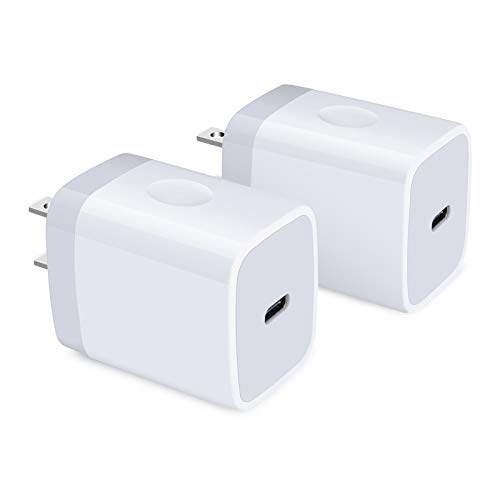 USB C Wall Charger Block 20W for iPhone 14/14 Pro/14 Pro Max/13 12 11 SE XS XR X 8 Plus, iPad Pro, Google Pixel 6a/5/4, Samsung, 2Pack PD Power Adapter Type C Fast Charging Block USB C Box Plug Brick