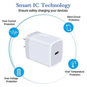 USB C Wall Charger Block 20W for iPhone 14/14 Pro/14 Pro Max/13 12 11 SE XS XR X 8 Plus, iPad Pro, Google Pixel 6a/5/4, Samsung, 2Pack PD Power Adapter Type C Fast Charging Block USB C Box Plug Brick