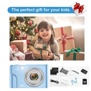 Digital Baby Camera for Kids Boys Girls Adults,1080P 48MP Kids Camera with 32GB SD Card,2.4 Inch Kids Digital Camera with 16X Digital Zoom, Compact Mini Camera Kid Camera for Kids/Teens（Light Blue）