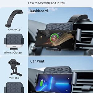 ANPULES Wireless Car Charger for Samsung Galaxy Z Fold 4/3/2, [Dual Coils] Fast Charging Phone Car Mount for Christmas, Auto-Clamping Air Vent Dashboard Car Phone Holder for Galaxy Z Fold/Note