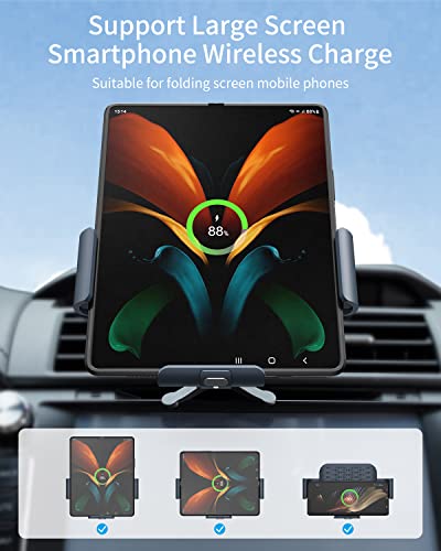 ANPULES Wireless Car Charger for Samsung Galaxy Z Fold 4/3/2, [Dual Coils] Fast Charging Phone Car Mount for Christmas, Auto-Clamping Air Vent Dashboard Car Phone Holder for Galaxy Z Fold/Note